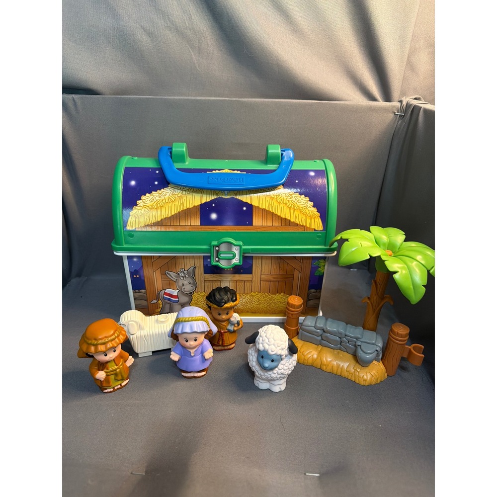 Fisher Price Little People Nativity Set Carry Case Figures Mary Joseph Shepherd